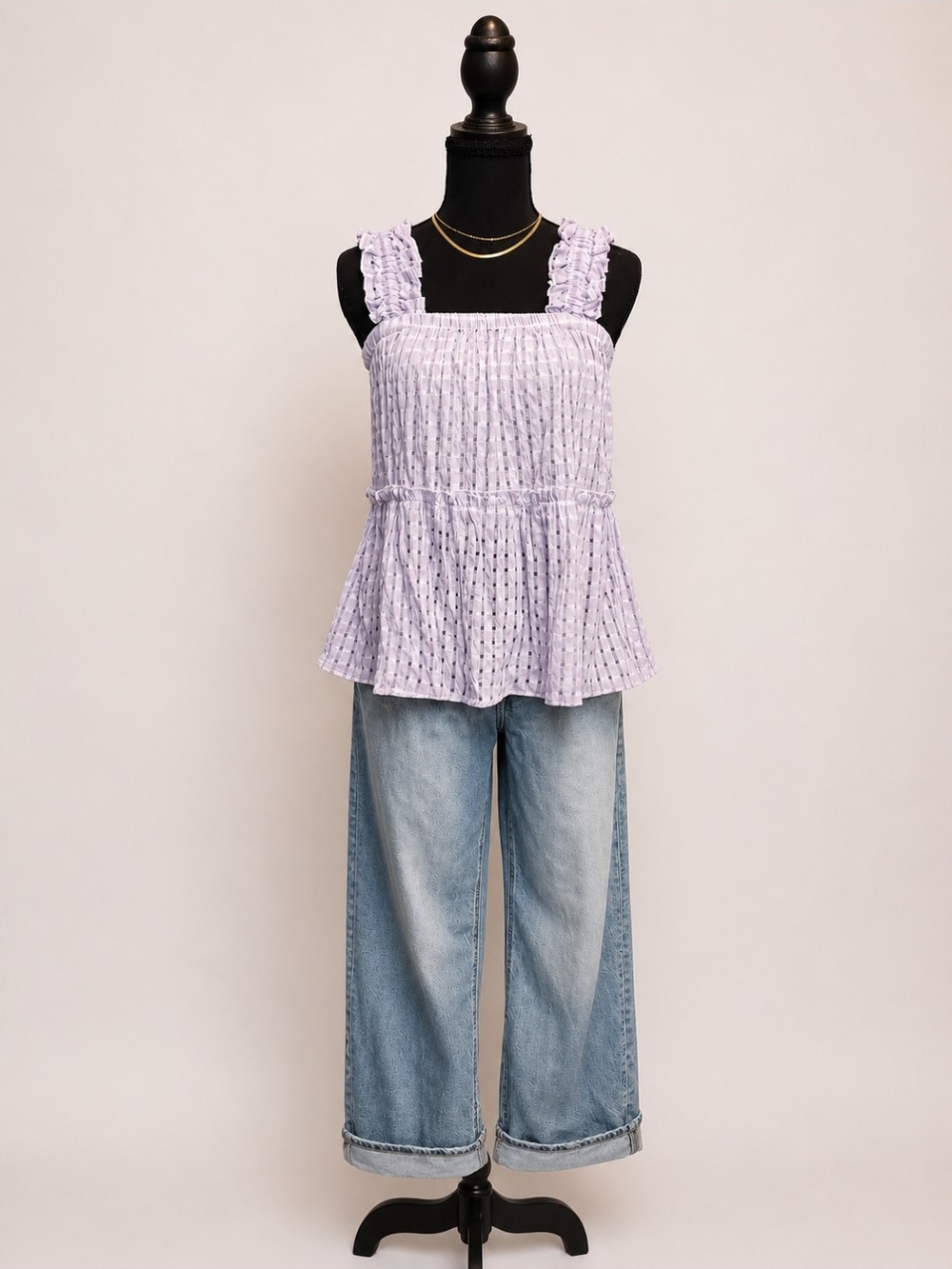 Lilac Smocked Peplum Tank Top